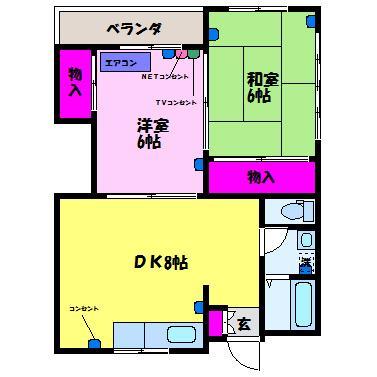 ラヴィ秋吉｜富山県富山市秋吉(賃貸アパート2DK・3階・51.61㎡)の写真 その2