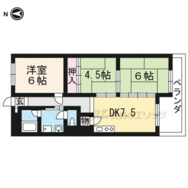 サンコーポ安井 4-E｜京都府向日市物集女町燈篭前(賃貸マンション3DK・4階・56.00㎡)の写真 その2