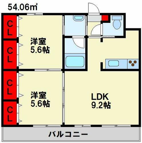 福岡県北九州市八幡西区八枝３丁目（マンション）の賃貸物件の間取り