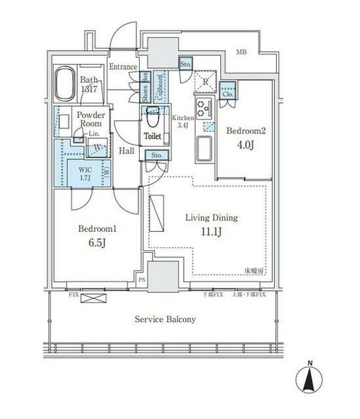 神奈川県横浜市神奈川区鶴屋町１丁目(賃貸マンション2LDK・30階・58.88㎡)の写真 その2