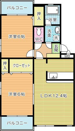 グリーンステージ中井 102｜福岡県北九州市小倉北区中井５丁目(賃貸マンション2LDK・1階・56.58㎡)の写真 その2