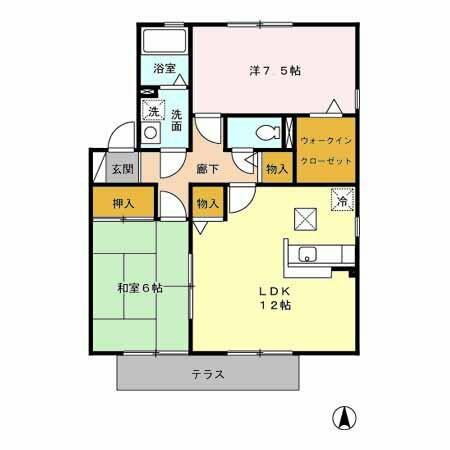 メルベーユ・ドミールＣ棟｜福岡県久留米市荒木町荒木(賃貸アパート2LDK・2階・62.10㎡)の写真 その2