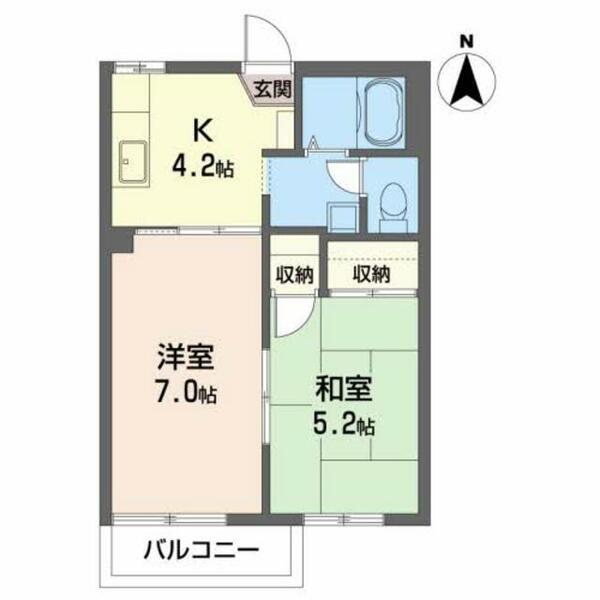 レジデンスⅡ B201｜岩手県宮古市保久田(賃貸アパート2K・2階・35.00㎡)の写真 その2