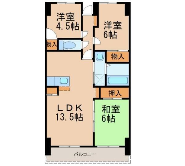 グランドハイツ今泉　西棟 920｜栃木県宇都宮市今泉町(賃貸マンション3LDK・9階・65.05㎡)の写真 その2