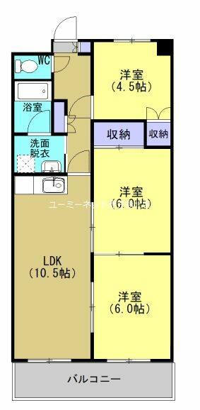 鹿児島県鹿児島市田上５丁目(賃貸マンション3LDK・3階・60.50㎡)の写真 その2