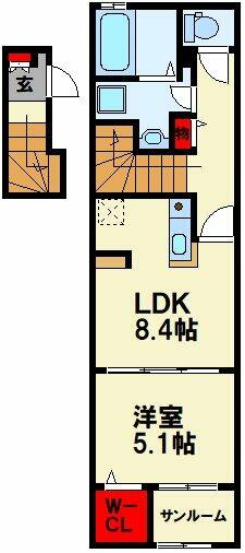 福岡県飯塚市秋松(賃貸アパート1LDK・2階・41.34㎡)の写真 その2
