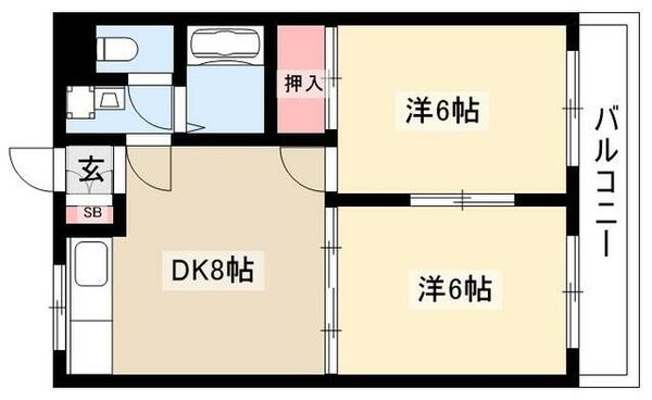 伊藤マンション 102｜愛知県名古屋市守山区小幡南３丁目(賃貸マンション2LDK・1階・44.72㎡)の写真 その2