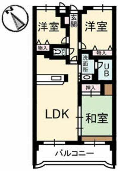 カーサ古江 A0204｜広島県広島市西区古江上２丁目(賃貸マンション3LDK・2階・69.30㎡)の写真 その2