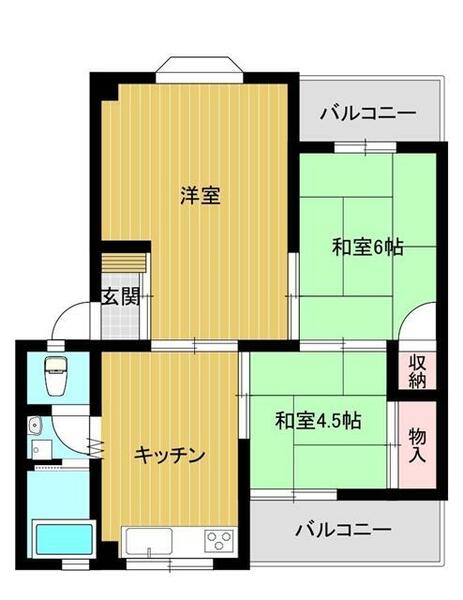 第２高尾マンション 1-5｜香川県坂出市江尻町(賃貸マンション3DK・1階・51.59㎡)の写真 その2