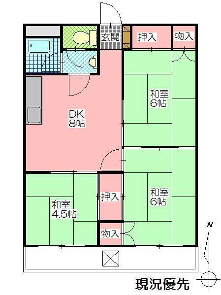 ローレンスビレッジⅢ 304｜大分県別府市秋葉町(賃貸アパート3DK・3階・51.60㎡)の写真 その2