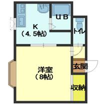 Ｆ１ＣＯＵＲＴ（エフワンコート） 201 ｜ 北海道函館市上野町（賃貸アパート1K・2階・23.69㎡） その2