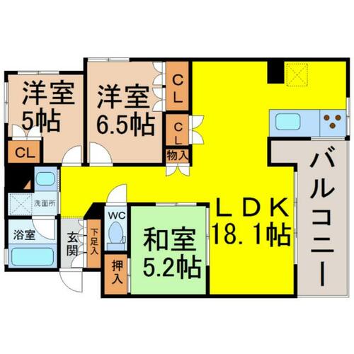 愛知県名古屋市中区丸の内３丁目（マンション）の賃貸物件の間取り