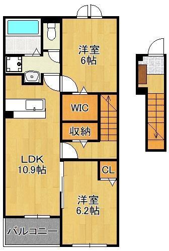 レジデンス　プリュⅨ｜福岡県行橋市大字大野井(賃貸アパート2LDK・2階・58.57㎡)の写真 その2