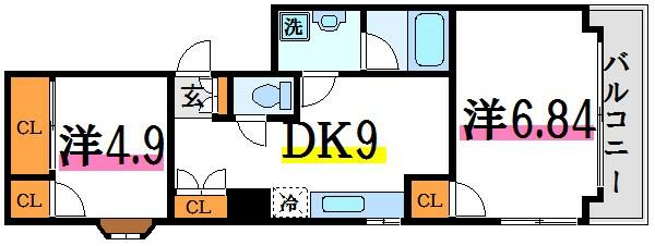 東京都江戸川区西小岩１丁目(賃貸マンション2DK・5階・49.60㎡)の写真 その2