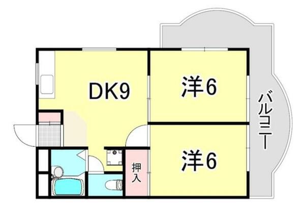 サンハイツ（次屋２丁目）｜兵庫県尼崎市次屋２丁目(賃貸アパート2DK・3階・43.32㎡)の写真 その2