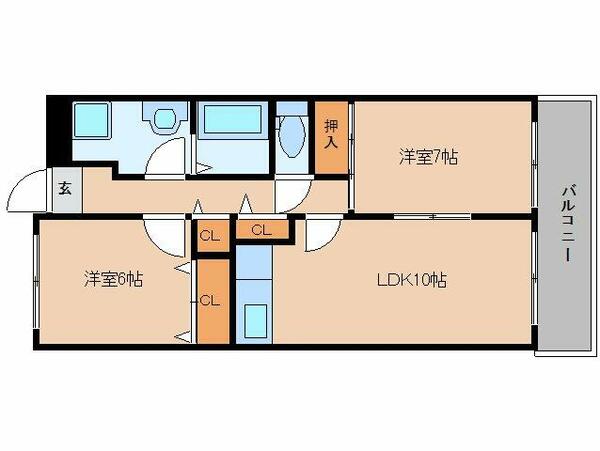 奈良県大和高田市礒野新町(賃貸マンション2LDK・2階・59.40㎡)の写真 その2