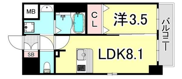 大阪府大阪市西淀川区花川１丁目(賃貸マンション1LDK・5階・29.23㎡)の写真 その2