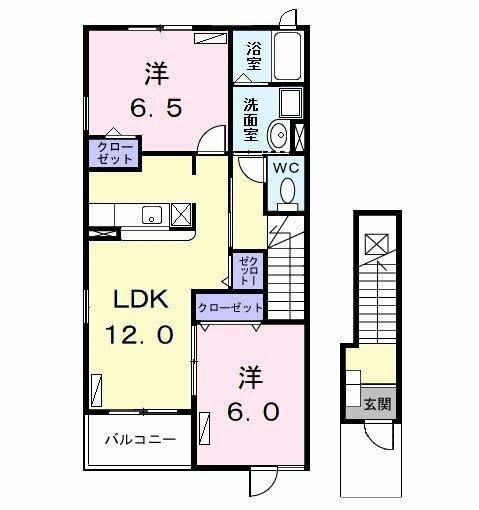 サンリットⅠ 201｜愛知県名古屋市中川区万場５丁目(賃貸アパート2LDK・2階・58.86㎡)の写真 その2