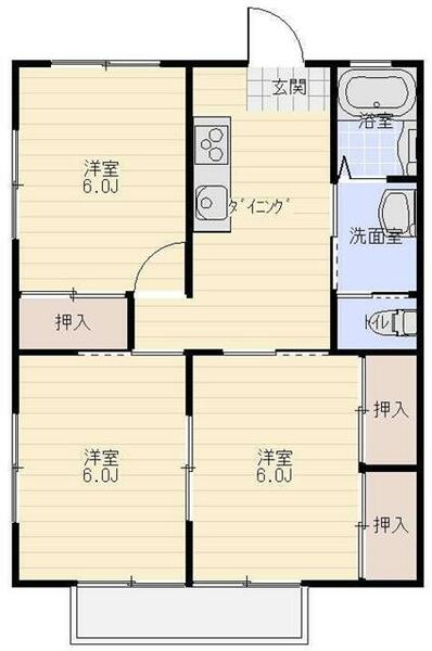 メゾンドール 105｜岩手県盛岡市津志田中央３丁目(賃貸アパート3DK・1階・52.17㎡)の写真 その2