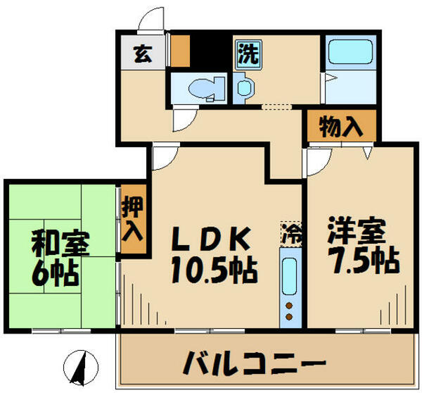 東京都多摩市豊ヶ丘１丁目(賃貸マンション2LDK・1階・61.16㎡)の写真 その2