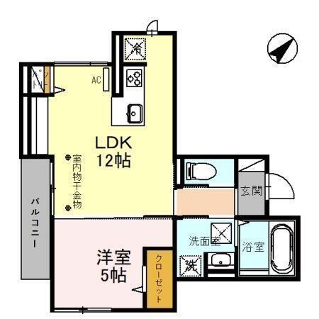 ティエドゥールグラサ｜石川県金沢市北町(賃貸アパート1LDK・1階・42.91㎡)の写真 その2