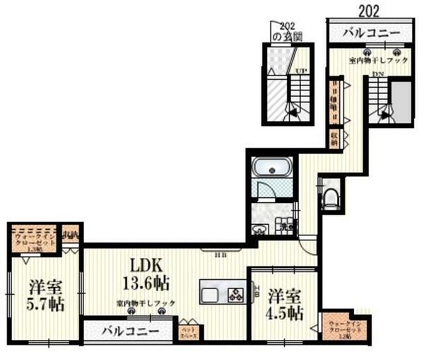 グレイス千代（チシロ） 202｜東京都西東京市南町５丁目(賃貸マンション2LDK・2階・78.50㎡)の写真 その2