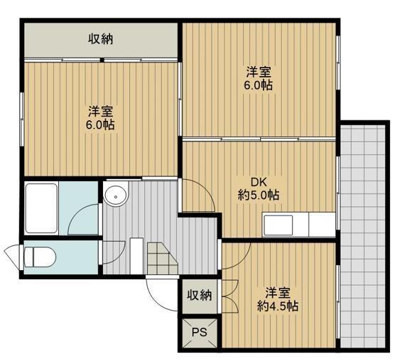 ＲＥＧＩＮＡ大道Ｂ棟 101｜大分県大分市大字三芳大道町６丁目(賃貸マンション3DK・1階・51.74㎡)の写真 その2