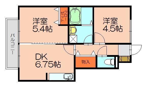 エーリ・プレジオ｜福岡県糟屋郡粕屋町原町４丁目(賃貸アパート2DK・1階・41.11㎡)の写真 その2