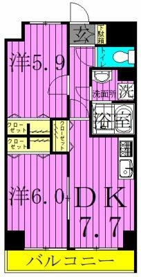 フラワーフォンテーヌ 102｜東京都足立区西新井６丁目(賃貸マンション2DK・1階・46.28㎡)の写真 その2