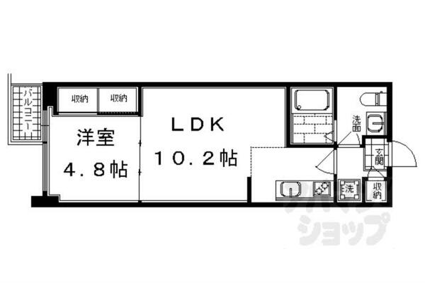 京都府京都市中京区小川通二条下る古城町(賃貸マンション1LDK・1階・34.01㎡)の写真 その2