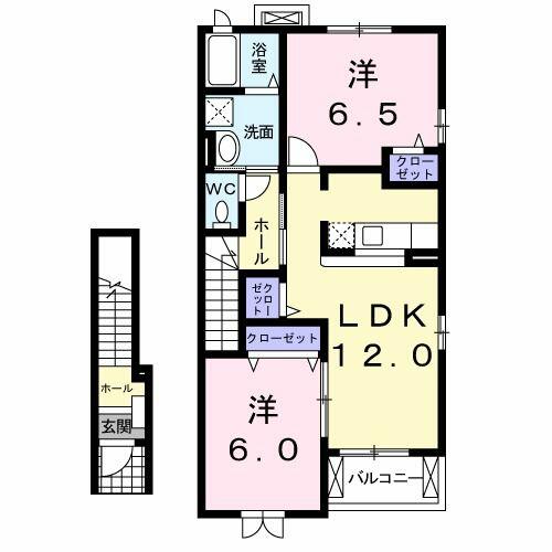 群馬県みどり市笠懸町阿左美(賃貸アパート2LDK・2階・58.86㎡)の写真 その2