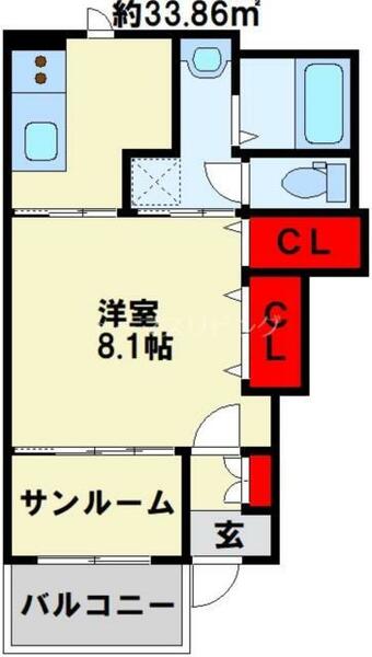 ターナリー熊谷 101｜福岡県北九州市小倉北区熊谷１丁目(賃貸アパート1K・1階・33.86㎡)の写真 その2