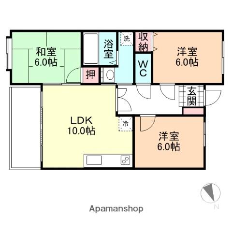 富山県富山市山室(賃貸マンション3LDK・4階・73.60㎡)の写真 その2