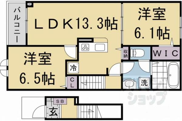 プロスぺリテ下阪本 202｜滋賀県大津市下阪本２丁目(賃貸アパート2LDK・2階・59.55㎡)の写真 その2