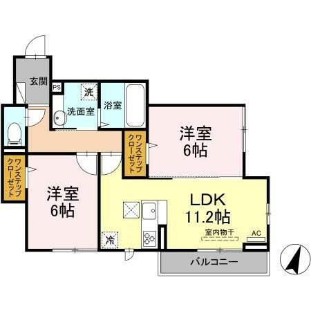 ＫＴトリシア｜神奈川県川崎市中原区上小田中１丁目(賃貸アパート2LDK・1階・56.84㎡)の写真 その2