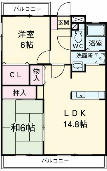 プレサージュ桶狭間 206｜愛知県名古屋市緑区桶狭間巻山(賃貸マンション2LDK・2階・61.77㎡)の写真 その2