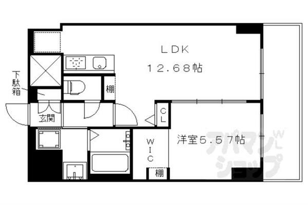 京都府京都市下京区郷之町(賃貸マンション1LDK・8階・43.68㎡)の写真 その2