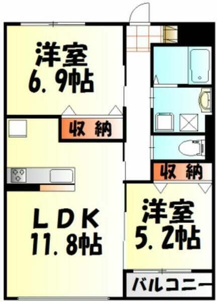 ペガサス 205｜東京都練馬区土支田４丁目(賃貸マンション2LDK・2階・57.59㎡)の写真 その2