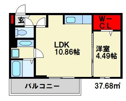 Ｄ－ｒｏｏｍアスキム 102｜福岡県筑紫野市大字永岡(賃貸アパート1LDK・1階・37.68㎡)の写真 その2