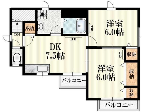 ベルハイム若宮 102｜東京都中野区若宮２丁目(賃貸マンション2DK・1階・49.67㎡)の写真 その2