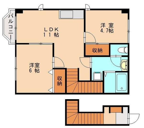 ガーデンハイムⅠ｜福岡県福津市花見の里３丁目(賃貸アパート2LDK・2階・51.00㎡)の写真 その2