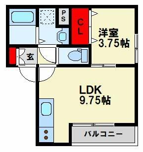 福岡県北九州市八幡西区熊西１丁目(賃貸アパート1LDK・1階・33.12㎡)の写真 その2