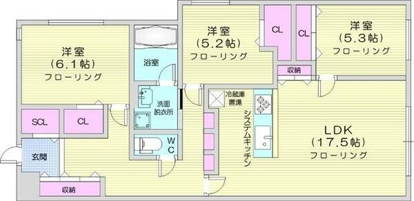 間取：3LDK、都市ガス、エアコン、追い焚き、食器洗浄乾燥機