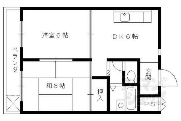 京都府京都市伏見区竹田田中宮町(賃貸マンション2DK・2階・36.00㎡)の写真 その2