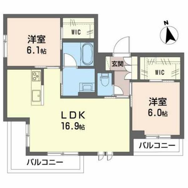 シャーメゾンコペン（ＢＥＬＳ認証） A0202｜岡山県岡山市中区高屋(賃貸マンション2LDK・2階・66.52㎡)の写真 その2