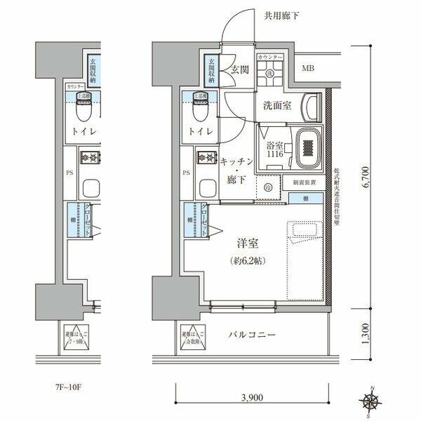 ＴＥＮＡＳ瑞穂通 703｜愛知県名古屋市瑞穂区瑞穂通３丁目(賃貸マンション1K・7階・25.18㎡)の写真 その2