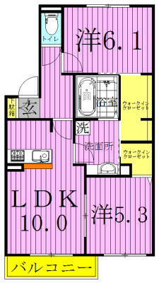 グランヒル 202｜千葉県野田市清水(賃貸アパート2LDK・2階・54.70㎡)の写真 その2