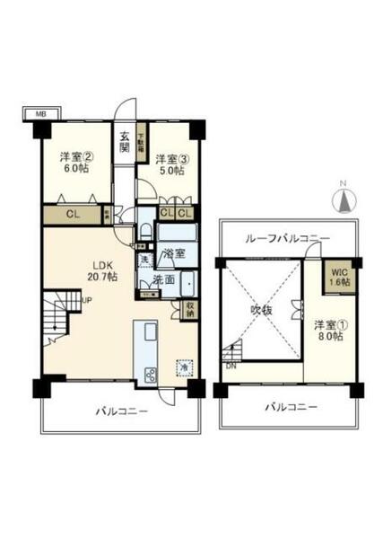 ヴェレーナ横浜戸塚グランラルジュ 602｜神奈川県横浜市戸塚区戸塚町(賃貸マンション3LDK・6階・91.98㎡)の写真 その2