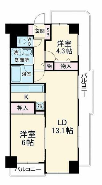 神奈川県横須賀市鴨居２丁目(賃貸マンション2LDK・3階・59.94㎡)の写真 その2