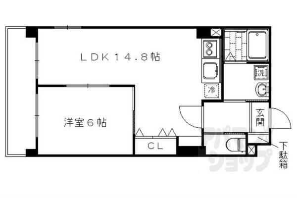 京都府京都市右京区西京極東大丸町(賃貸マンション1LDK・6階・45.13㎡)の写真 その2